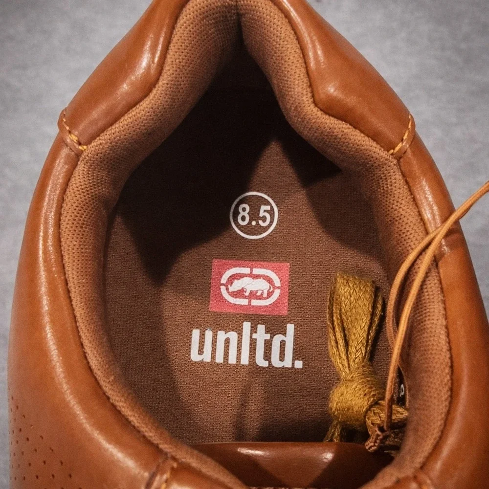 Ecko Unltd. Burma-01M Mens‎ US 8.5 Brown Faux Leather Lace Up Shoes NEW NO BOX